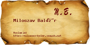 Miloszav Balár névjegykártya